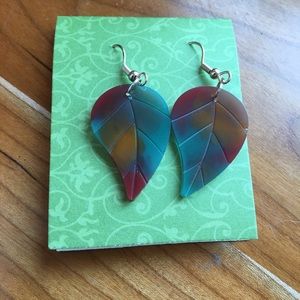 Earrings leaf nature caramel apple unique earthy